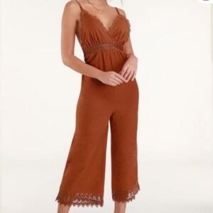 Billabong Lace and Lies Jumpsuit Rust Size S Adjustable Straps